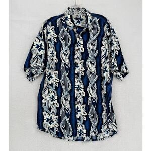 Vintage Mad Gringo Mens Blue Surfboard Tropical Floral Hawaiian Shirt Sz XL
